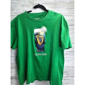 Guinness Beer T Shirt XXL 2X Draught Stout Harp Logo Green Pub Core INdie Sleaze